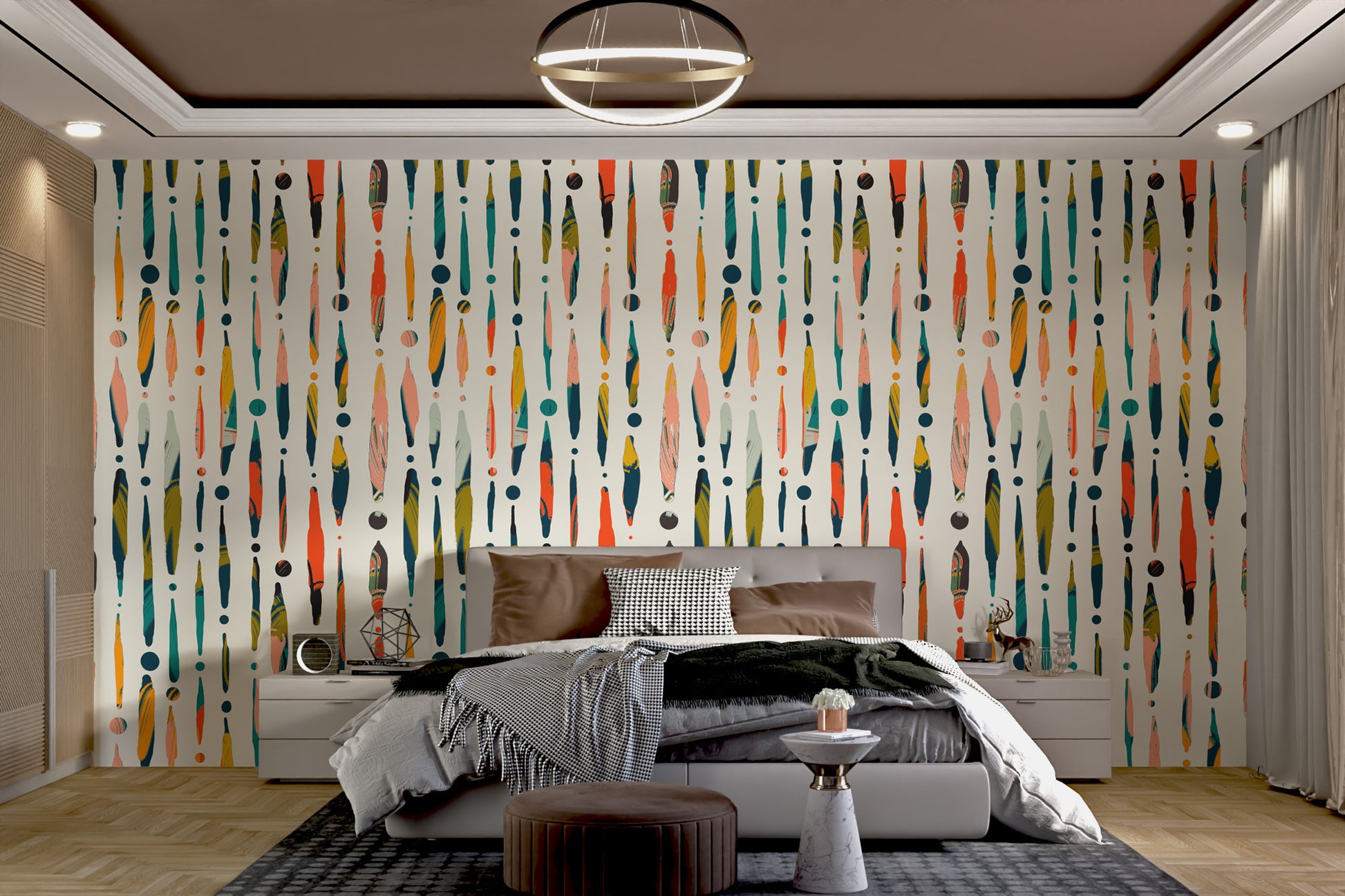 Artistic Brushstroke Symphony Wall Design
