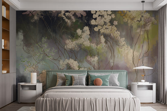 Whispering wildflowers wall mural design