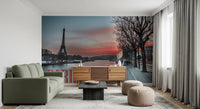 Seine and Eiffel Tower Silhouette Wall Mural