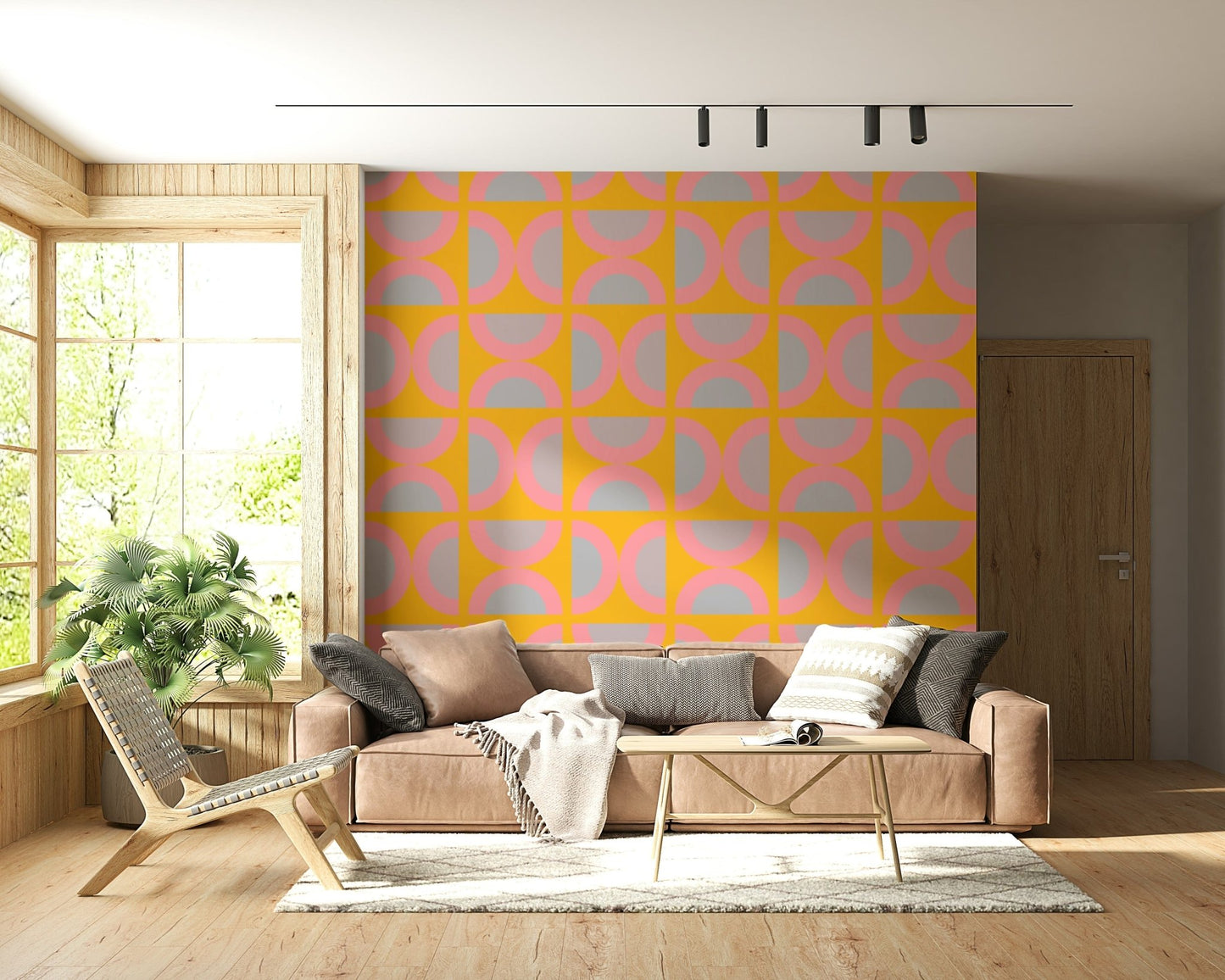 Graphic semi-circle pop art style wall mural
