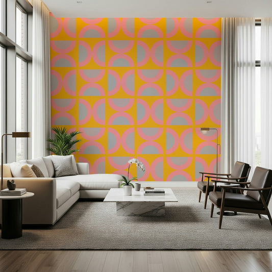 Vibrant semi-circle pop wall mural geometric pattern