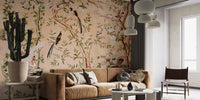 Chinese style wallpaper featuring exotic birds
