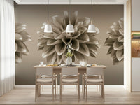 Three bloom wall mural with soft contrast
