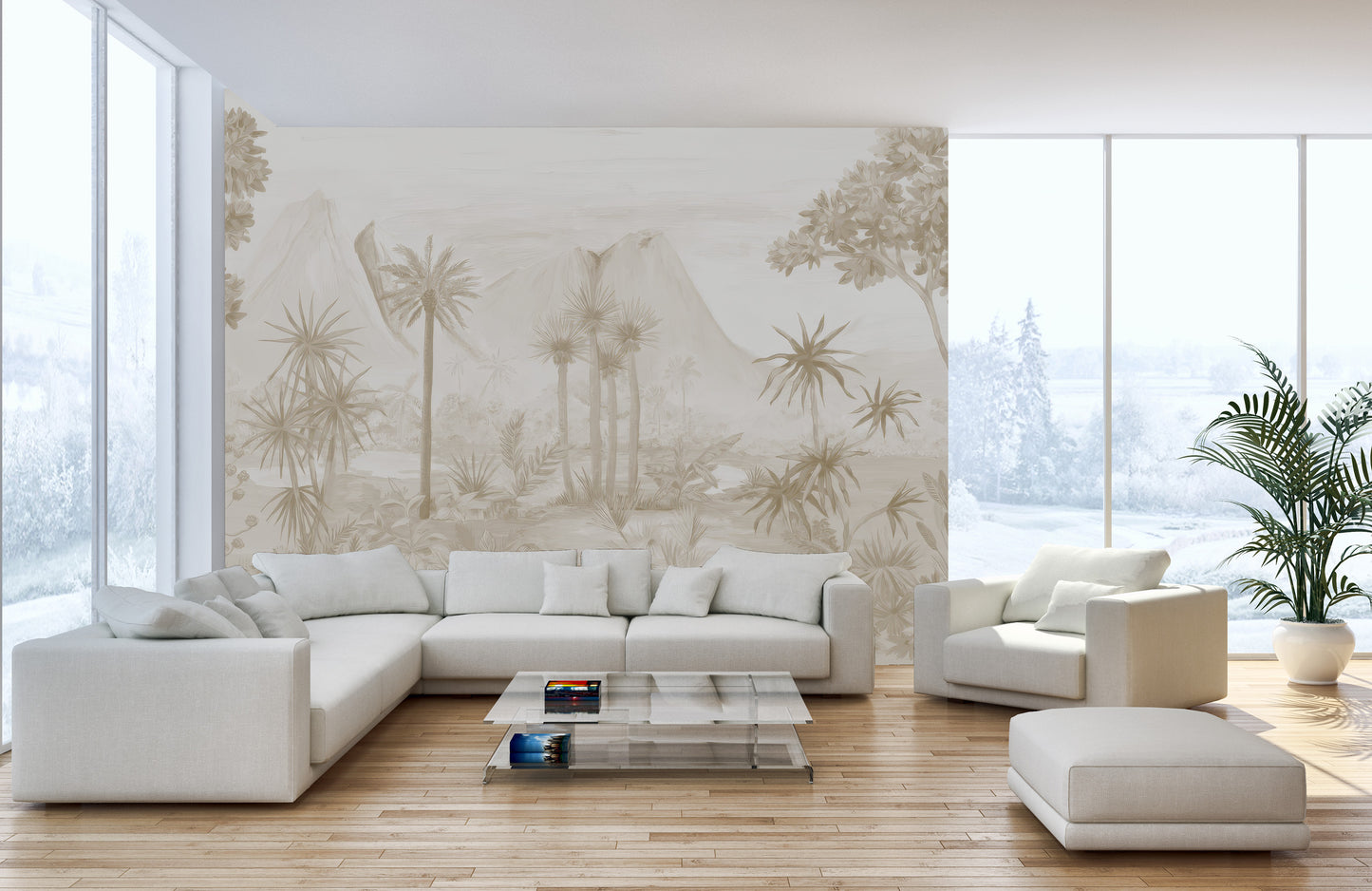 Sepia Forest Wallpaper for living room