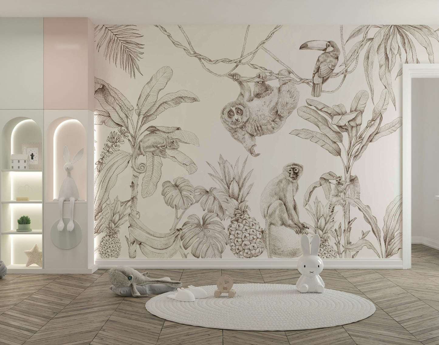 Detailed jungle mural wallpaper

