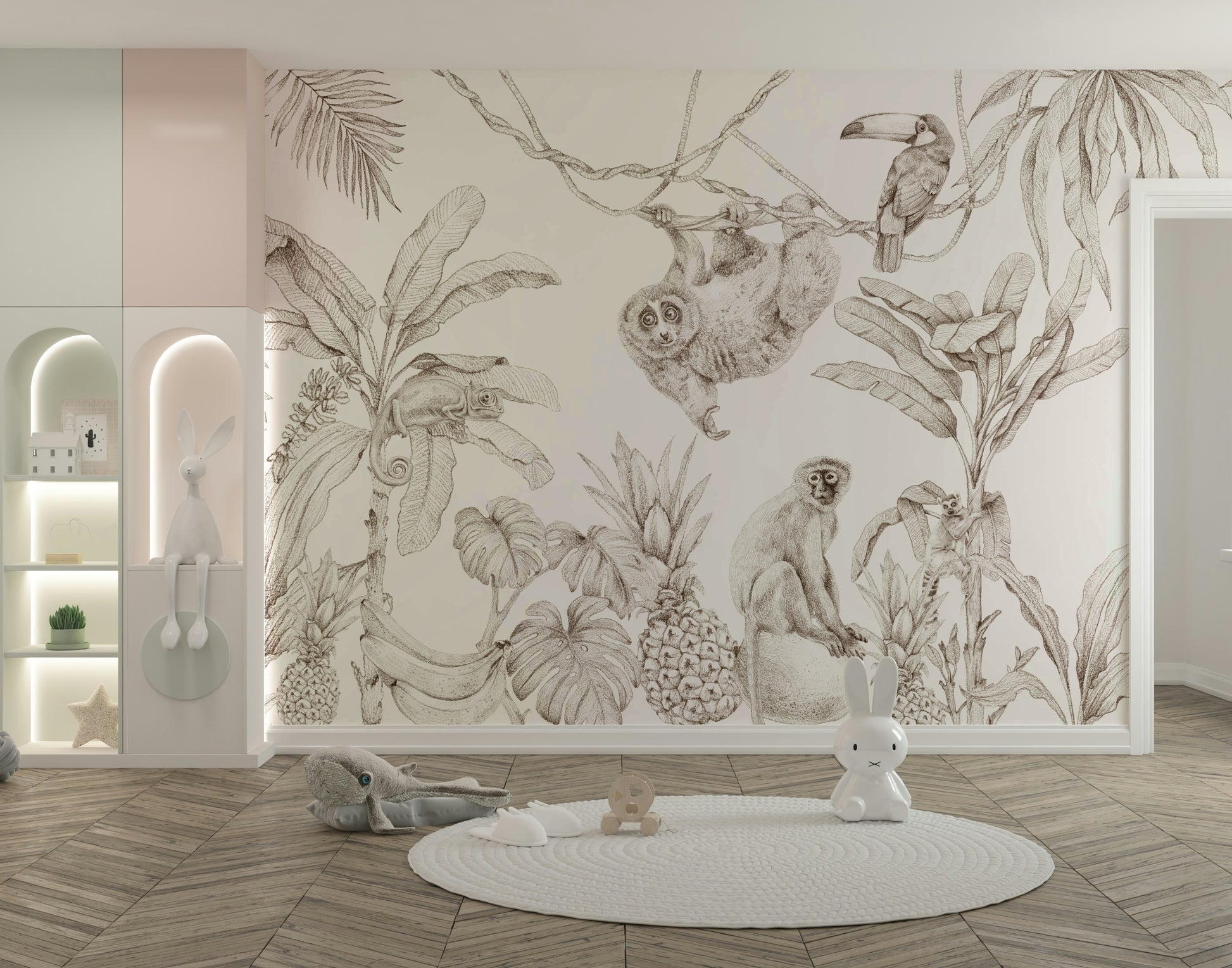 Detailed jungle mural wallpaper

