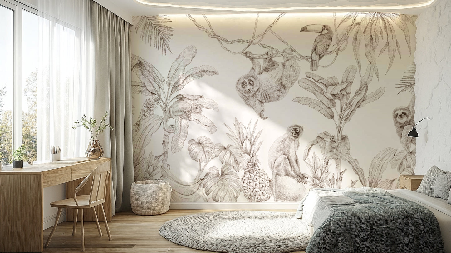 Sepia foliage wallpaper for bedrooms

