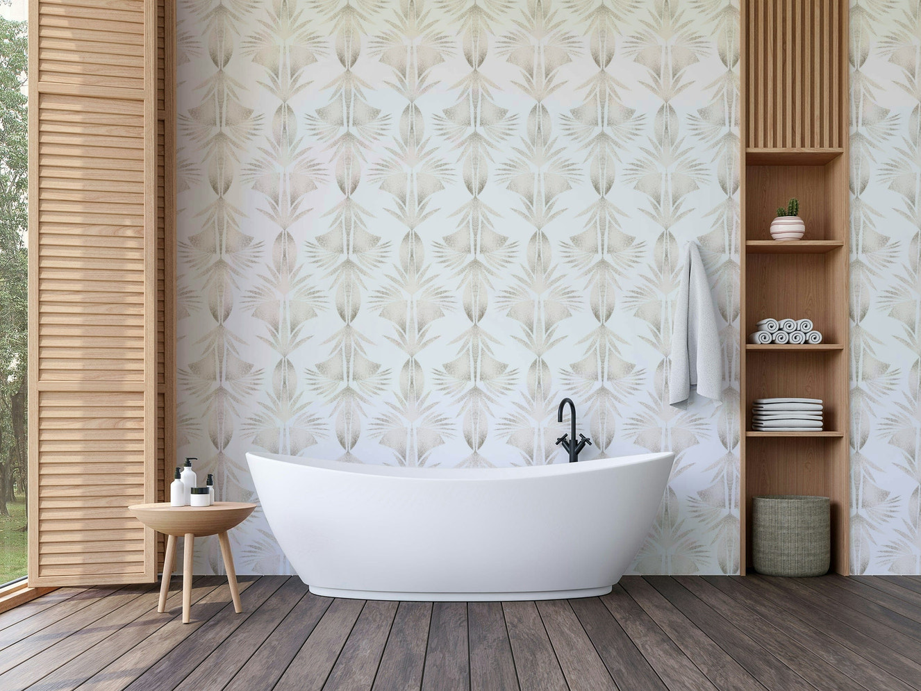 A classic palm frond wallpaper for walls.

