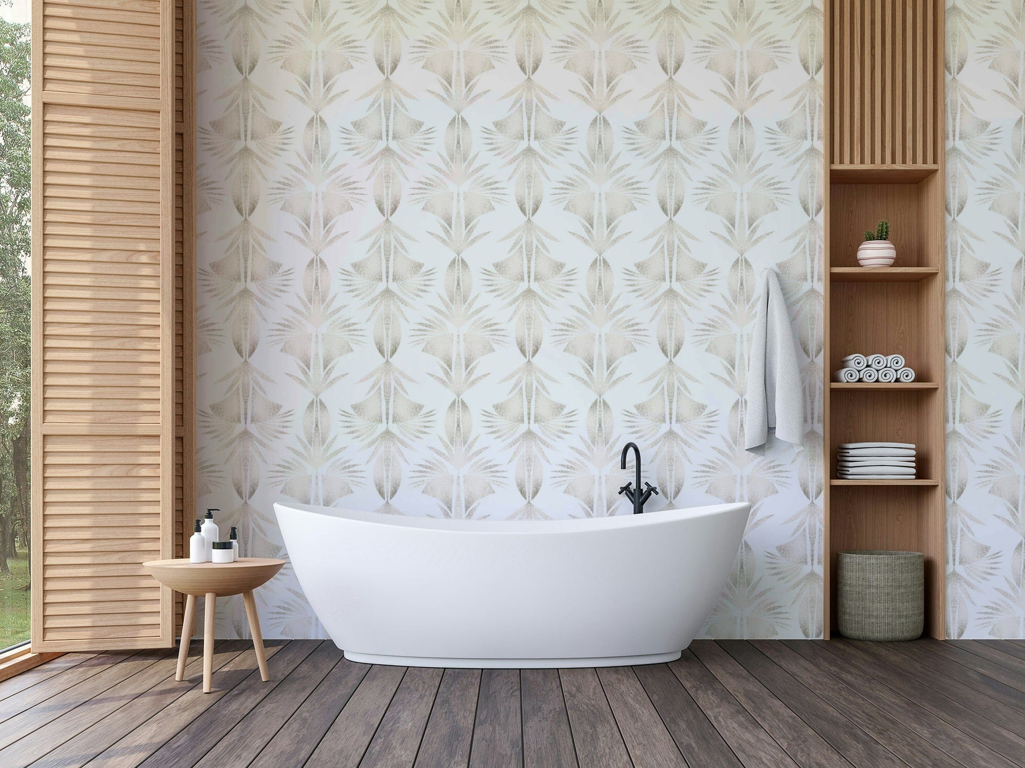 A classic palm frond wallpaper for walls.

