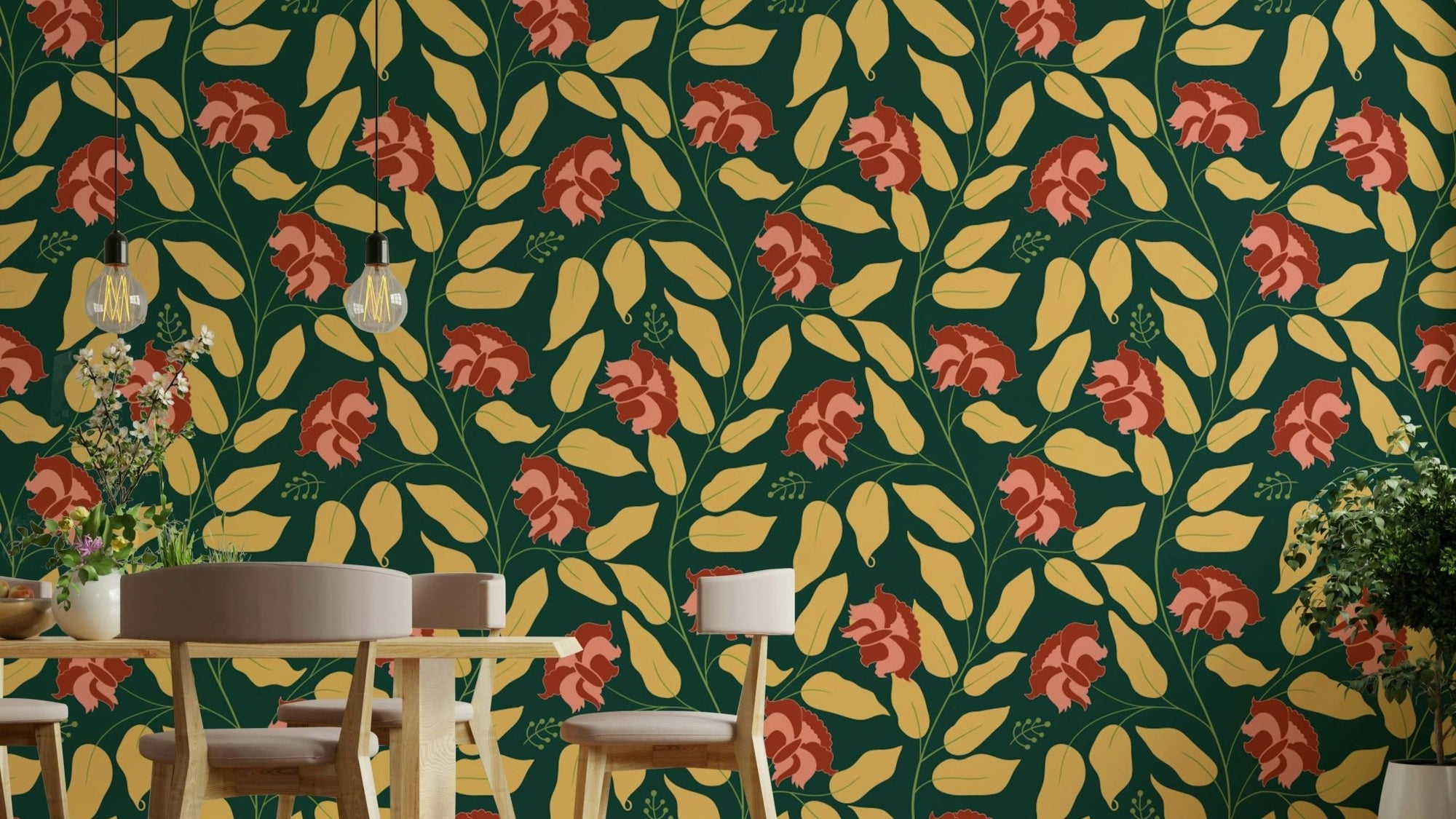Features intricate floral elements combined with subtle forest imagery.