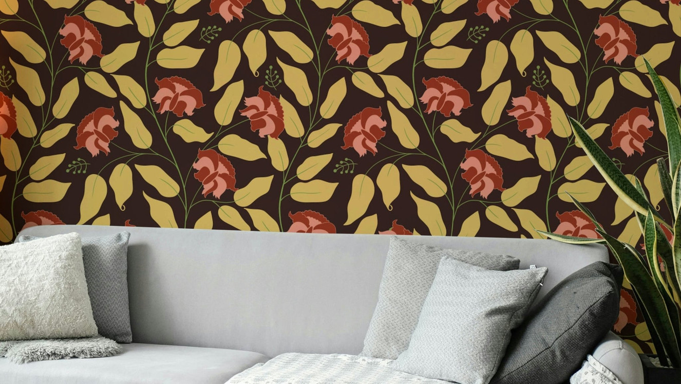 A charming and elegant floral wallpaper pattern.
