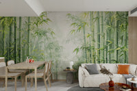 Wallpaper for walls with serene nature bamboo elements

