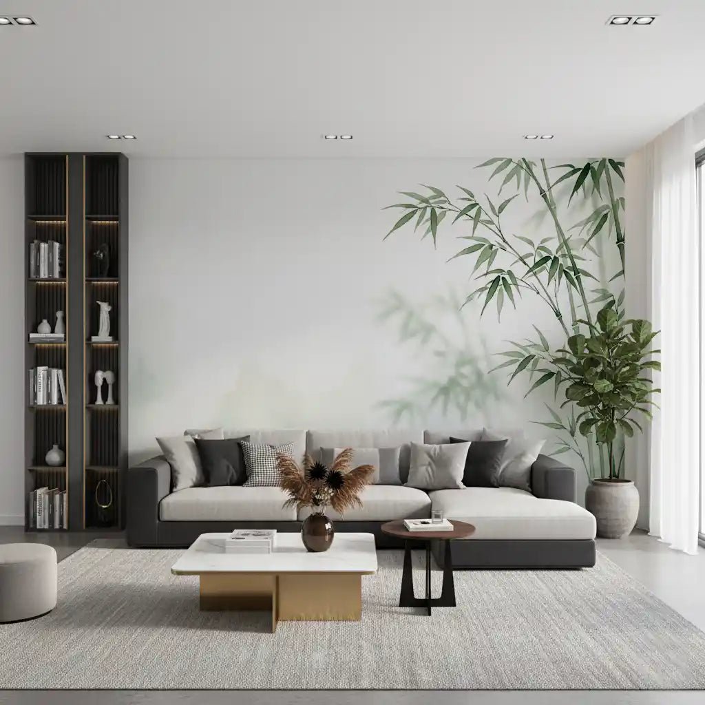 Calming bamboo design wall mural perfect for Living rooms.