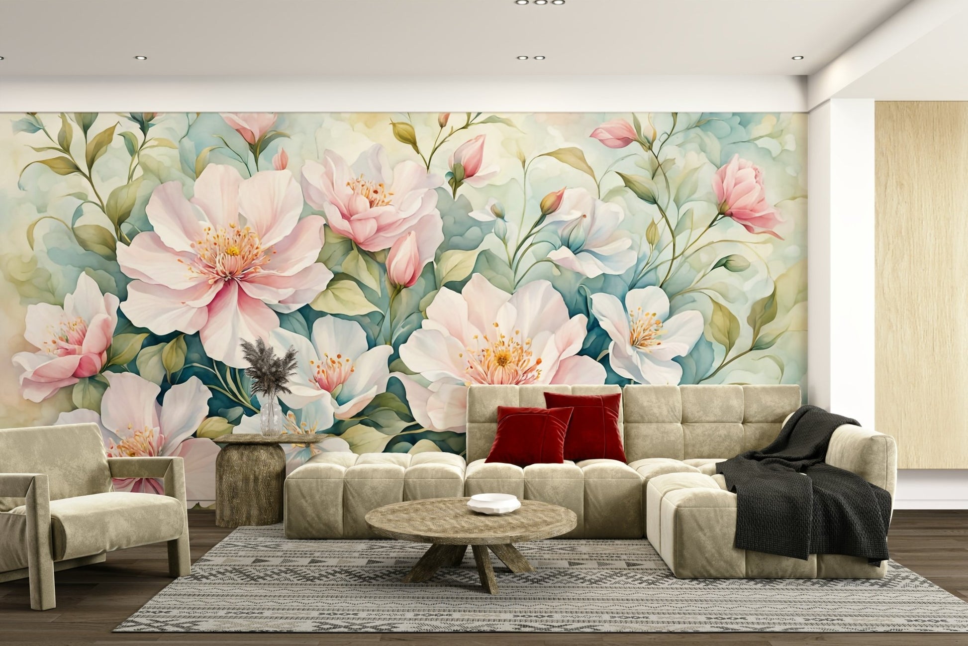 The floral shapes are a central focus of the image.

