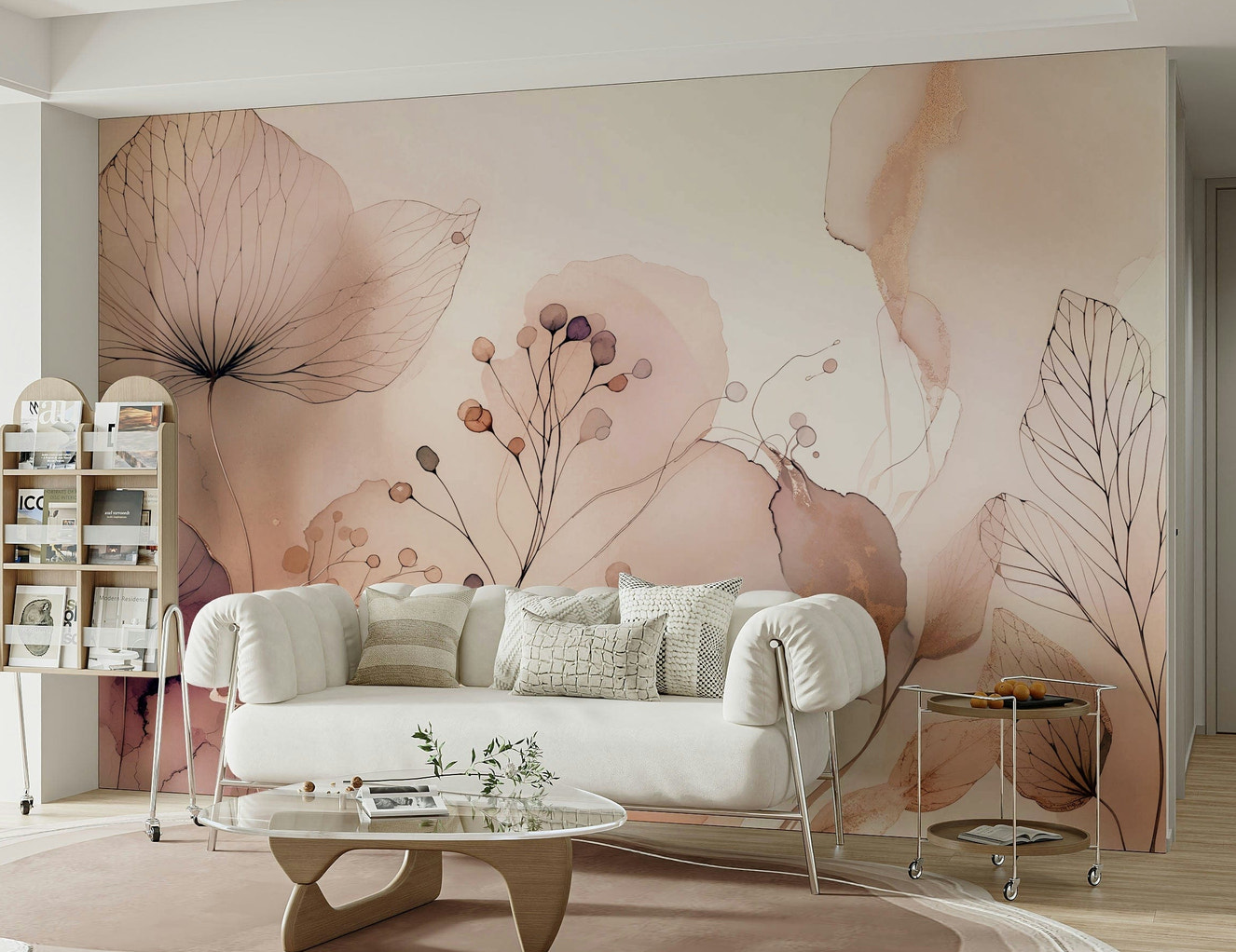 Scenic wallpaper with cartoon shapes and colors

