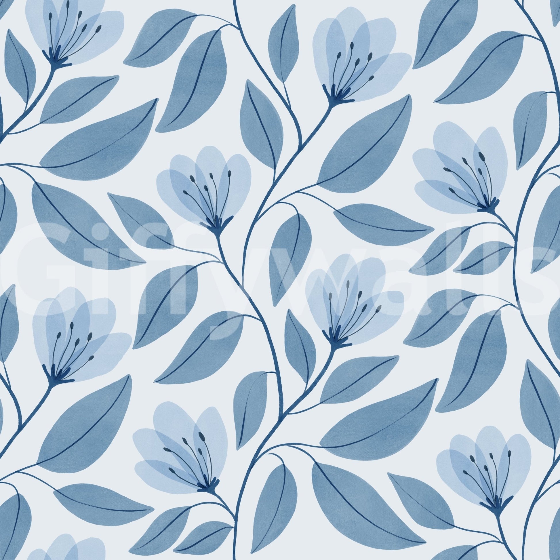 Serene Blue Botanics Wallpaper⁠