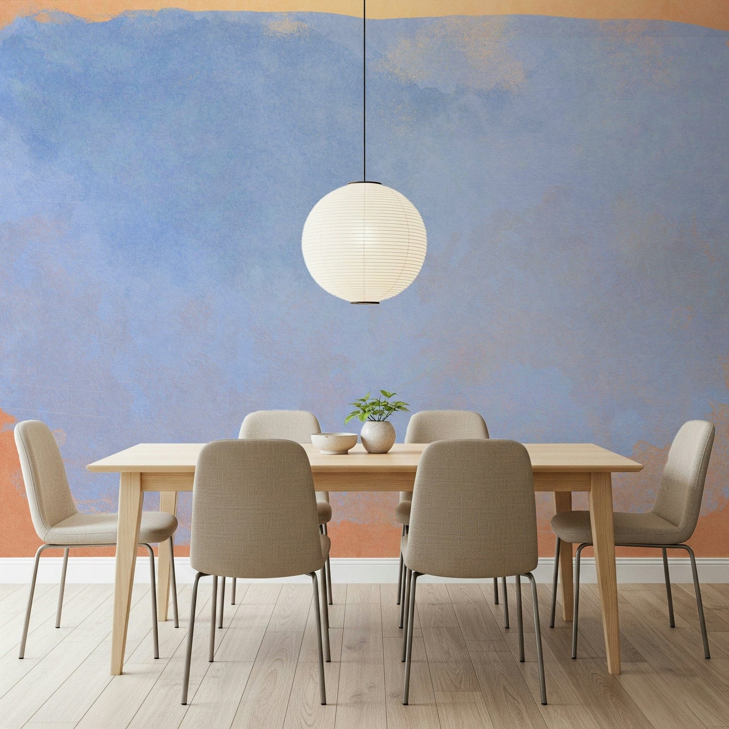 A contemplative gentle design wallpaper mural for a feature wall.