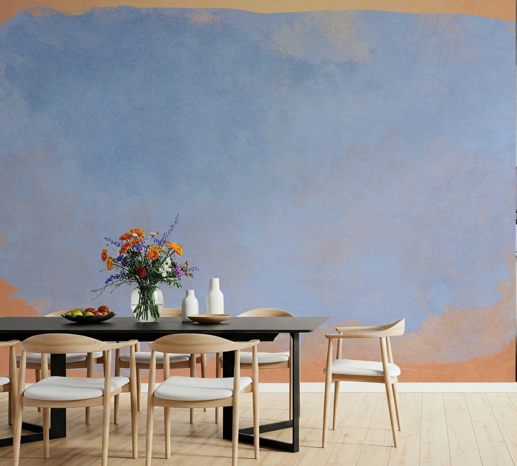 A beautiful abstract horizon wallpaper mural with painterly strokes.