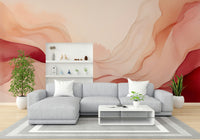 Serene Blush Waves Wall Mural with soft rose tones in a nursery.