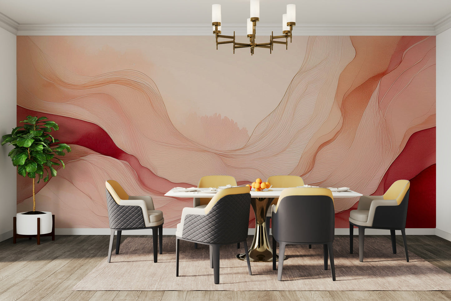 Large scale watercolour mural for a bright kitchen or dining area.