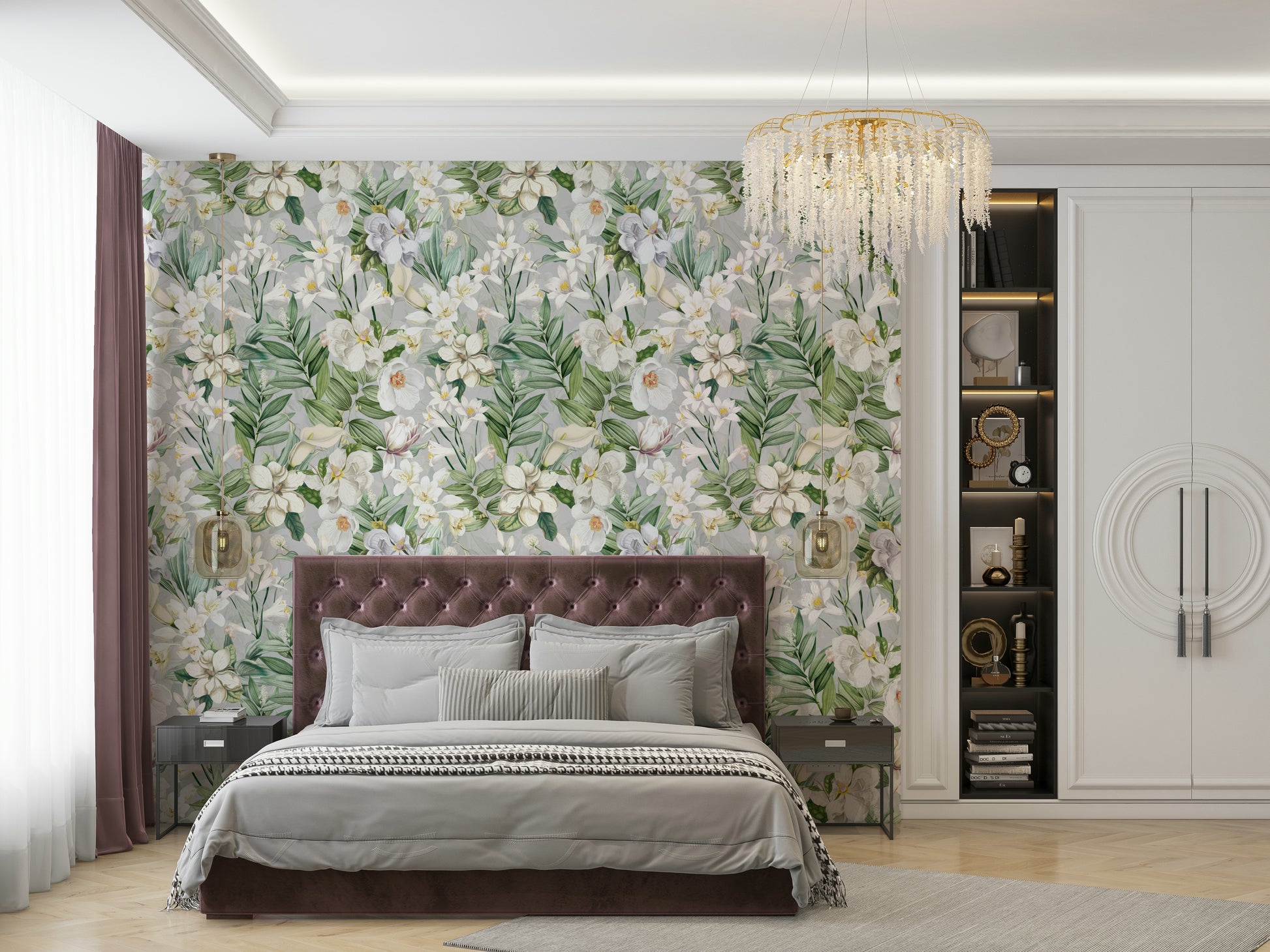 Serene Botanical Bloom 1 wall mural with nature-inspired floral design.

