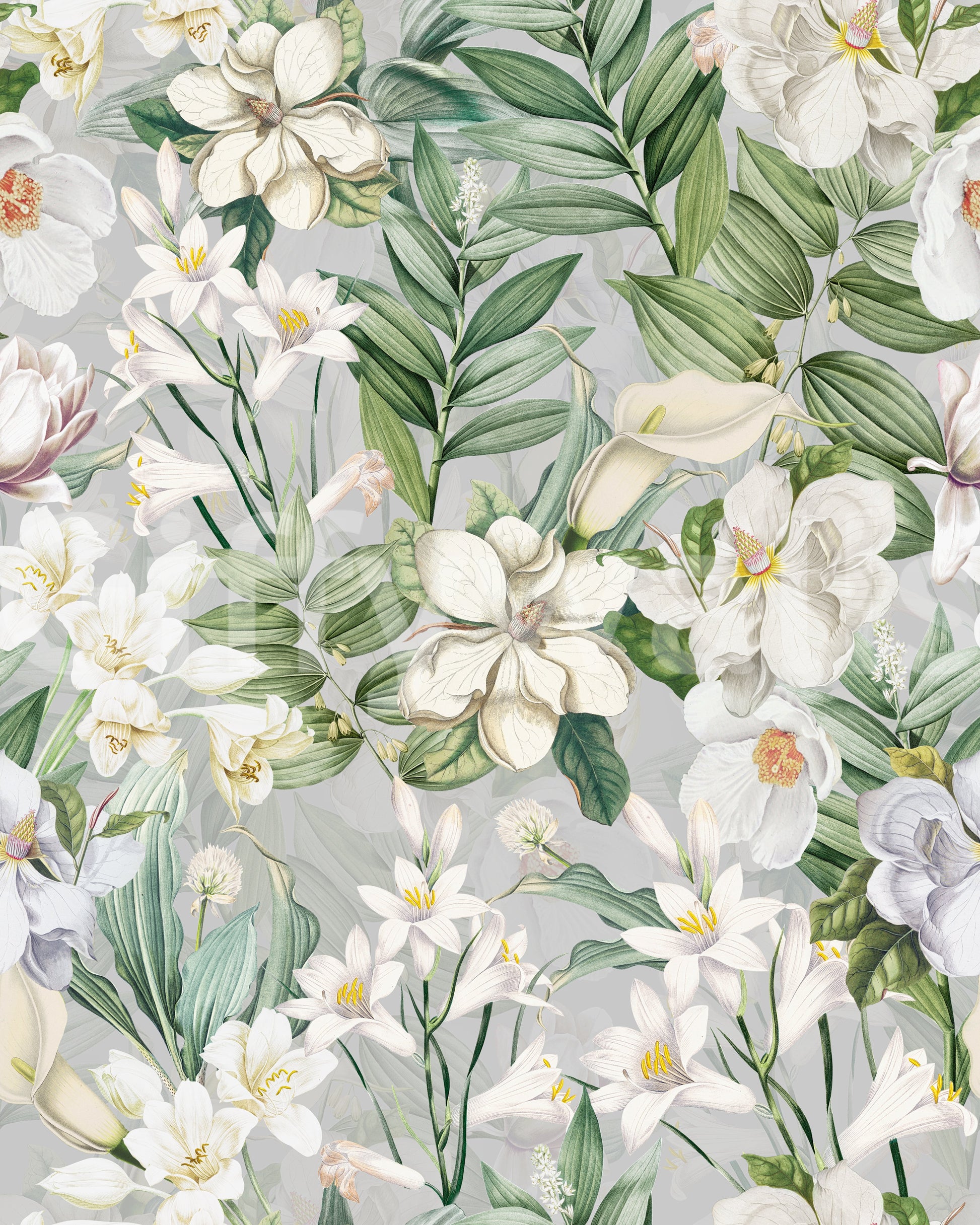 Serene wall mural with delicate flowers and peaceful botanical designs.

