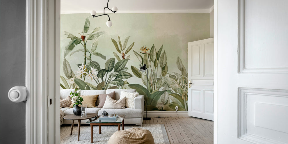 Serene Botanical Garden Wall Mural – Nature-Inspired Design