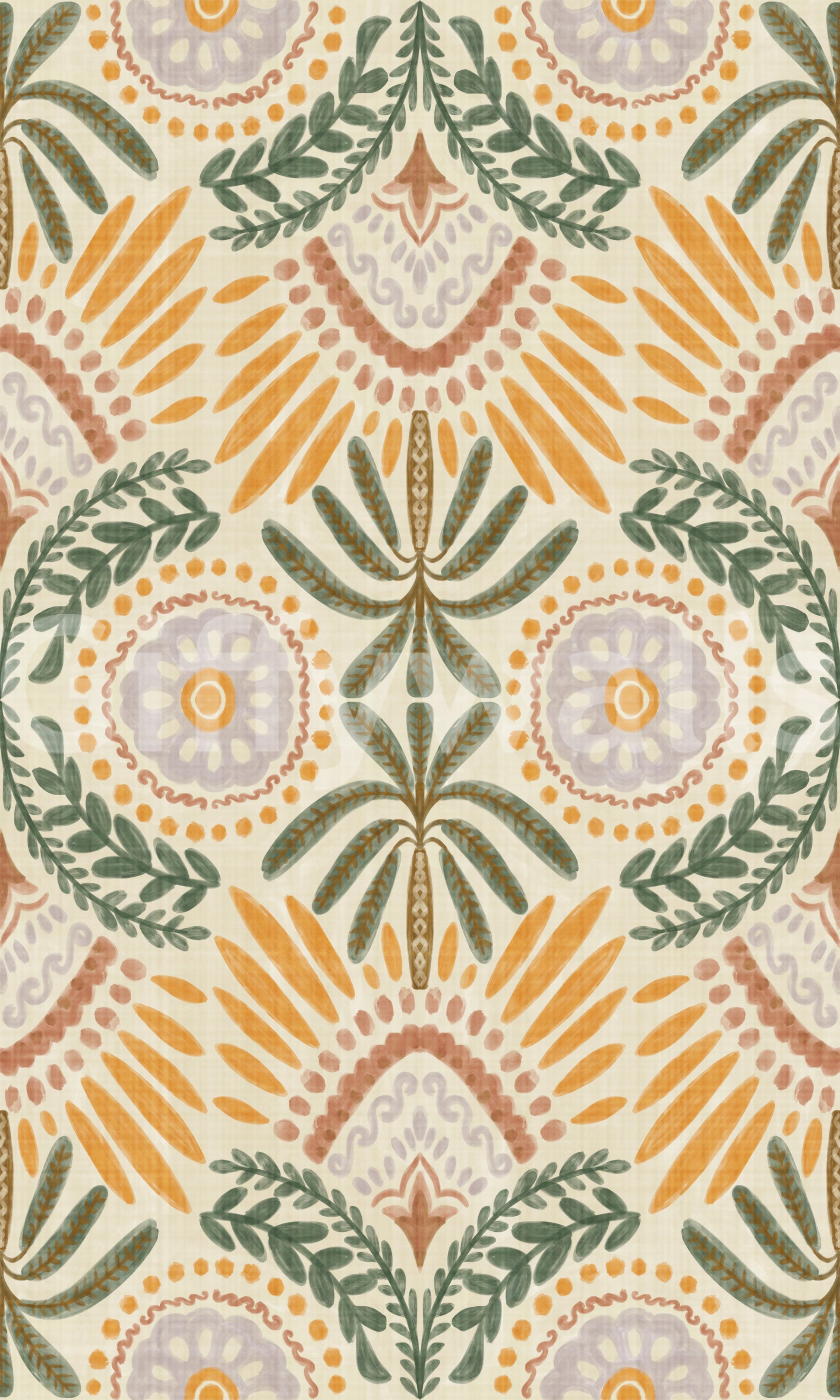 Soft and calming botanical tapestry wallpaper decor

