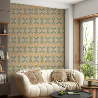 Nature-inspired serene tapestry wallpaper design


