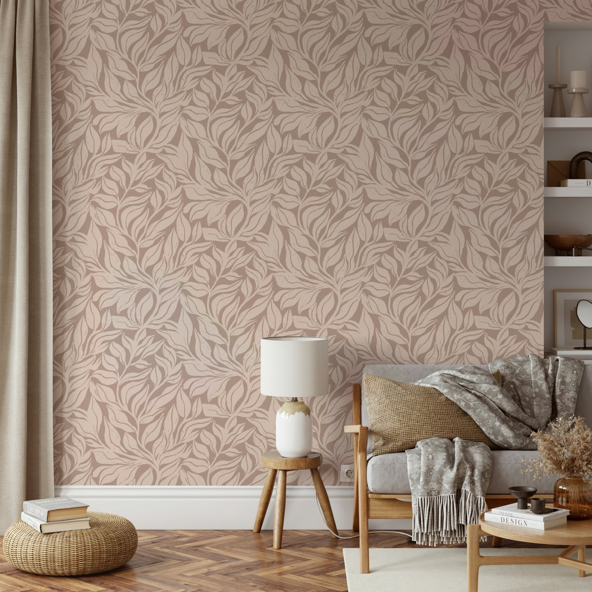 Serene wallpaper with delicate botanical prints

