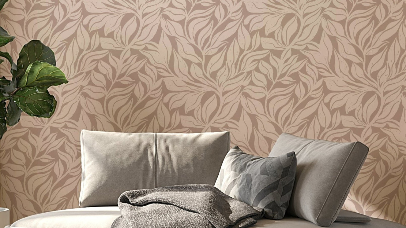 Serene Botanical Wallpaper with soft green leaf designs

