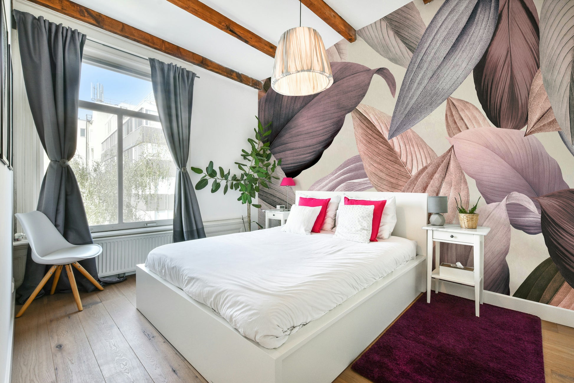 Elegant floral and leaf mural for home decor

