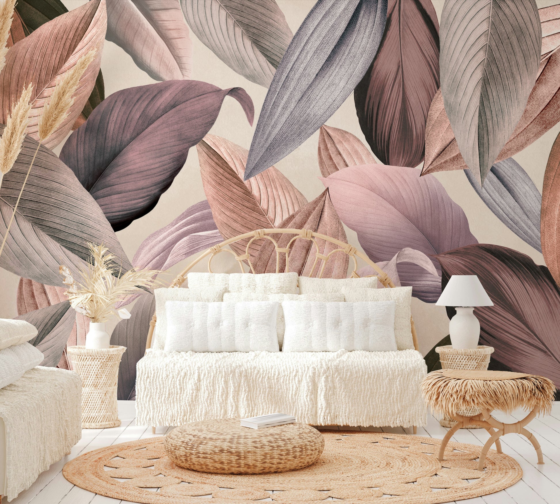 Serene botanicals wallpaper with delicate foliage

