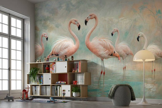 Sereen Flamingo Lagoon Vægmaleri