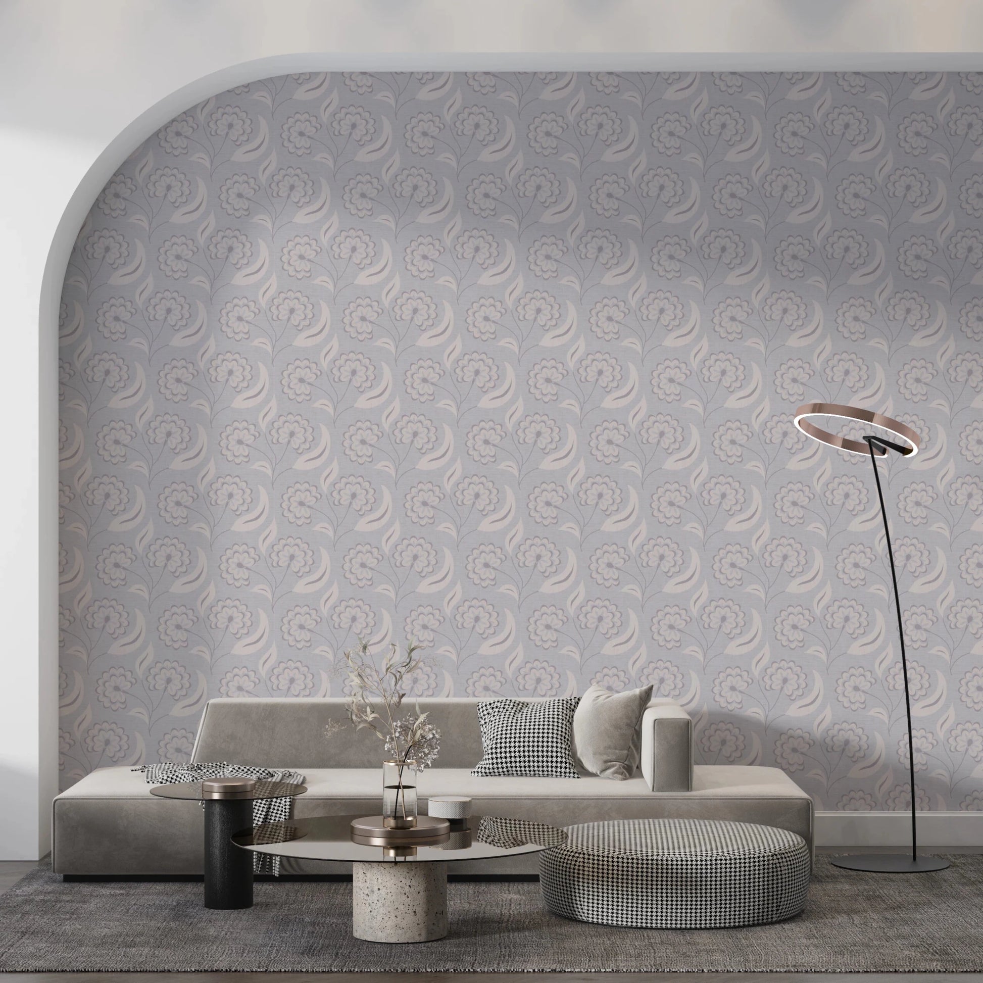 Serene Floral beige Wallpaper⁠