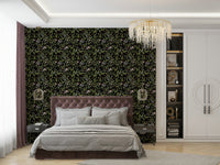 A peaceful flower design mural on decorative wallpaper.

