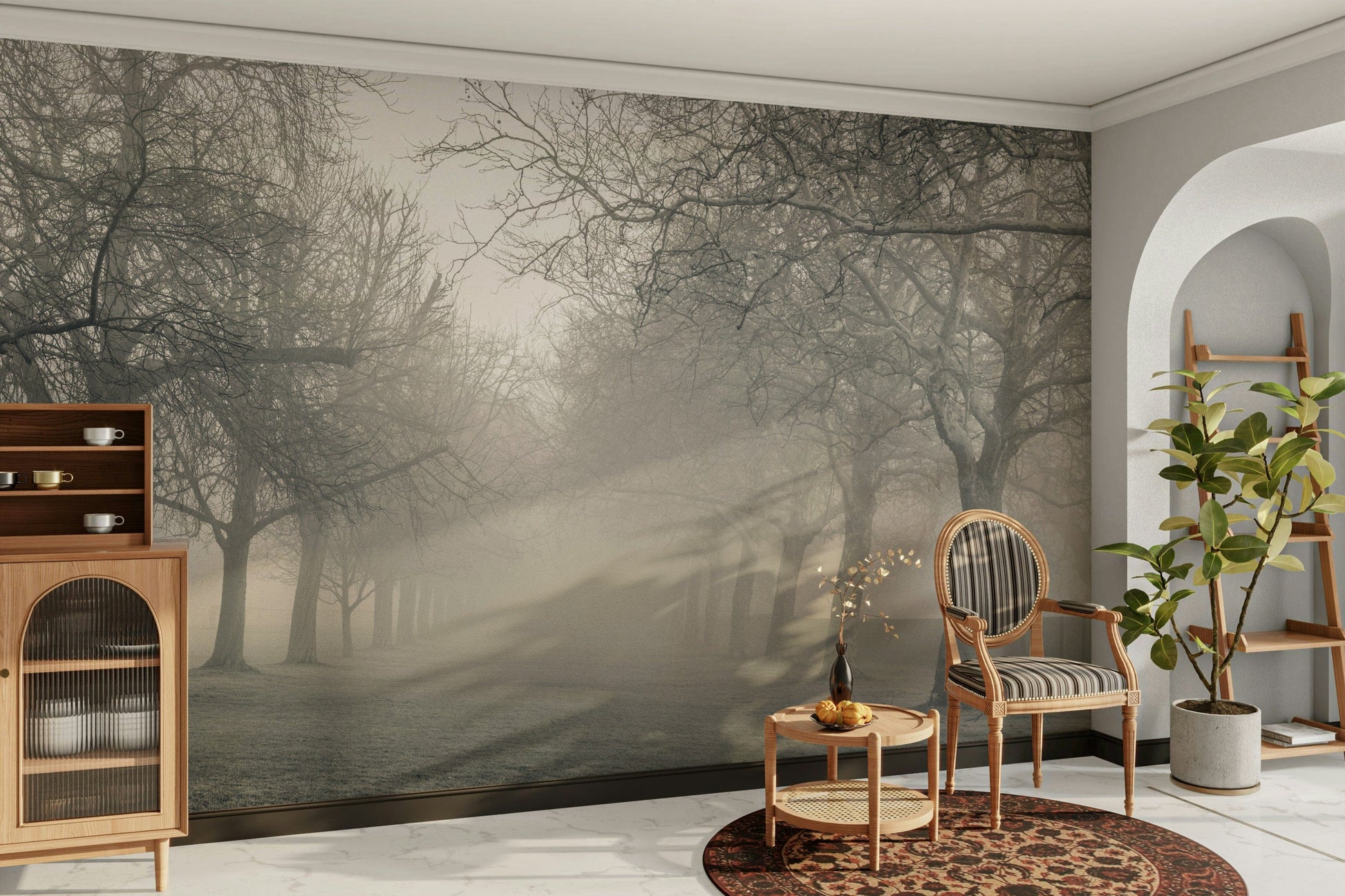 A classic forest path wallpaper for walls.

