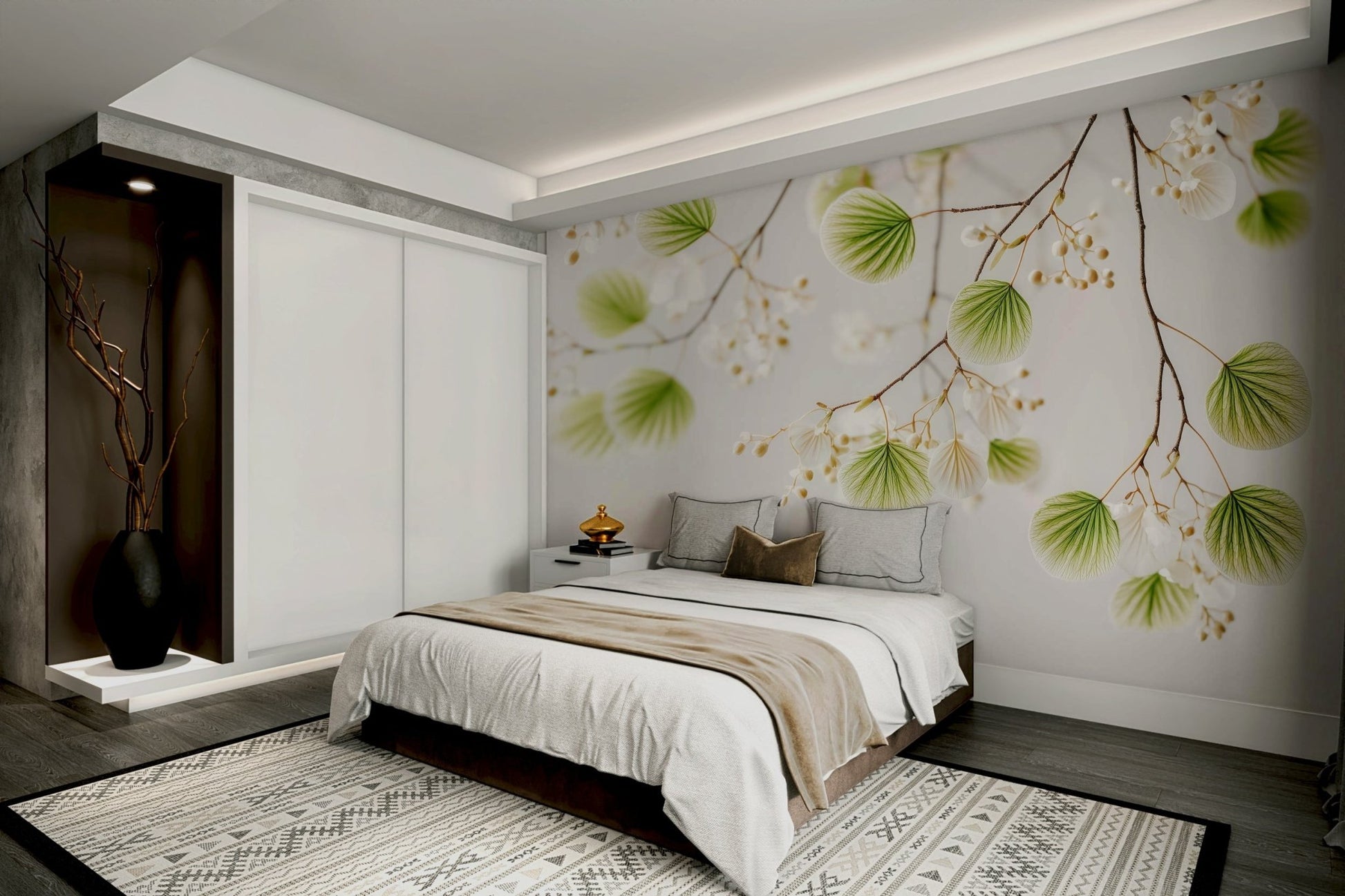 Natural leaf pattern wall mural

