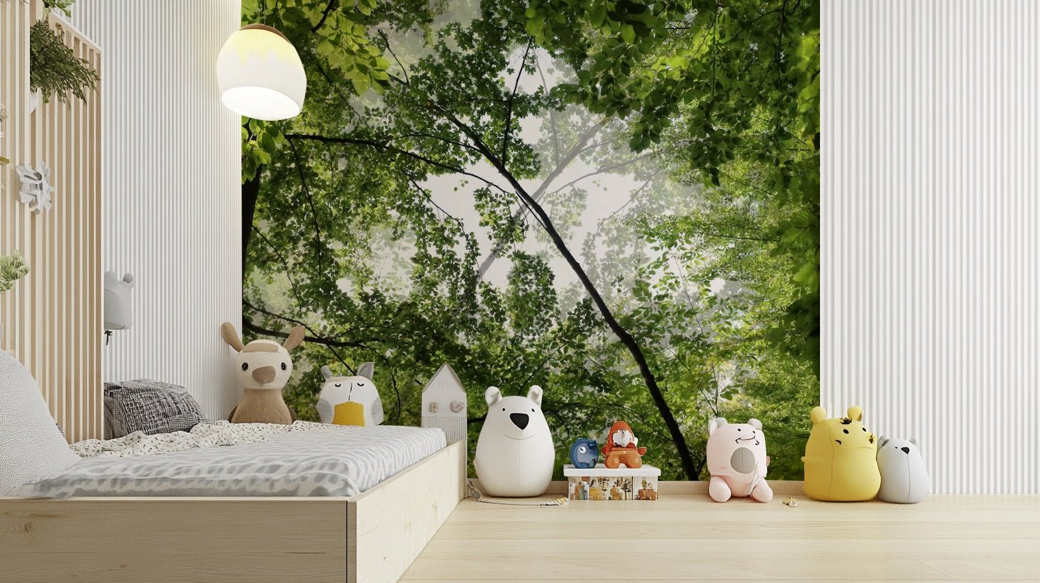 Wall mural creating a sense of height and openness.

