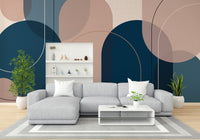 Contemporary pastel wall mural with geometric layout

