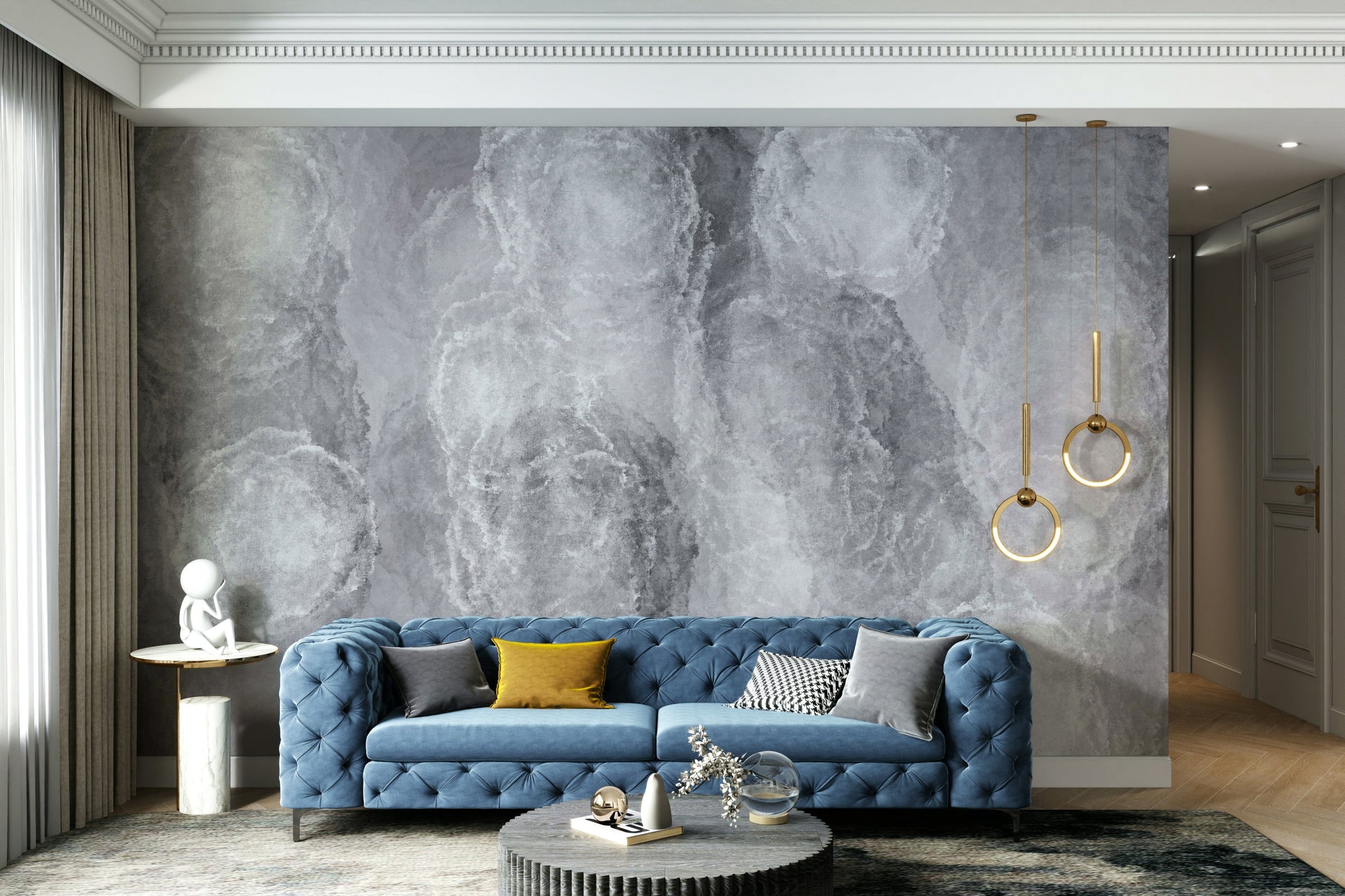 A beautiful modern sky wall mural for a living room.

