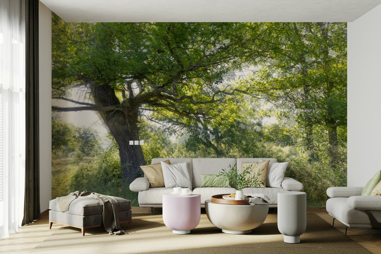 Peaceful tree art wall mural
