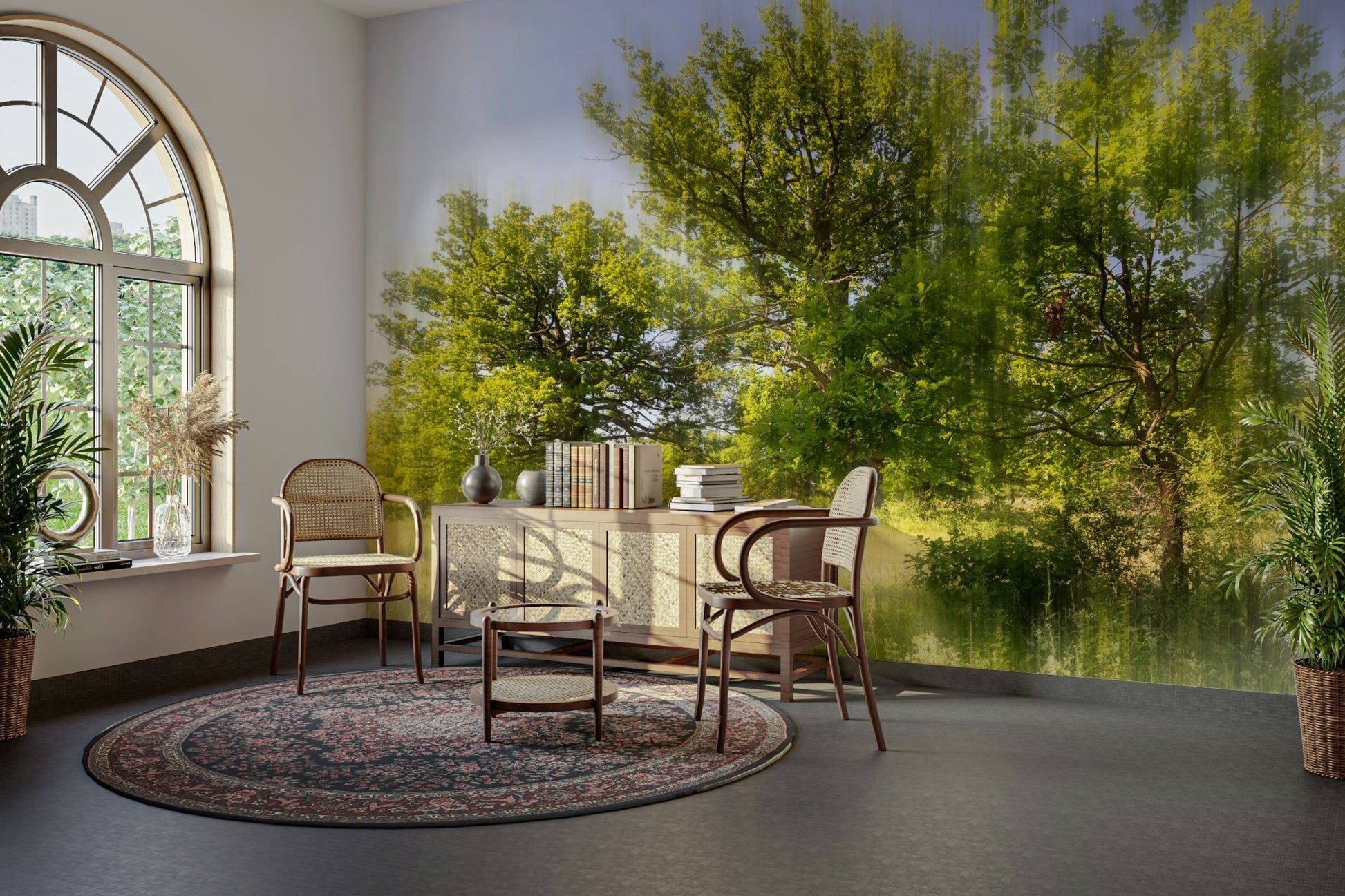 Natural greenery wall mural design
