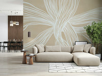 Modern wall mural Flowing Lines neutral tan color interwoven ribbon look