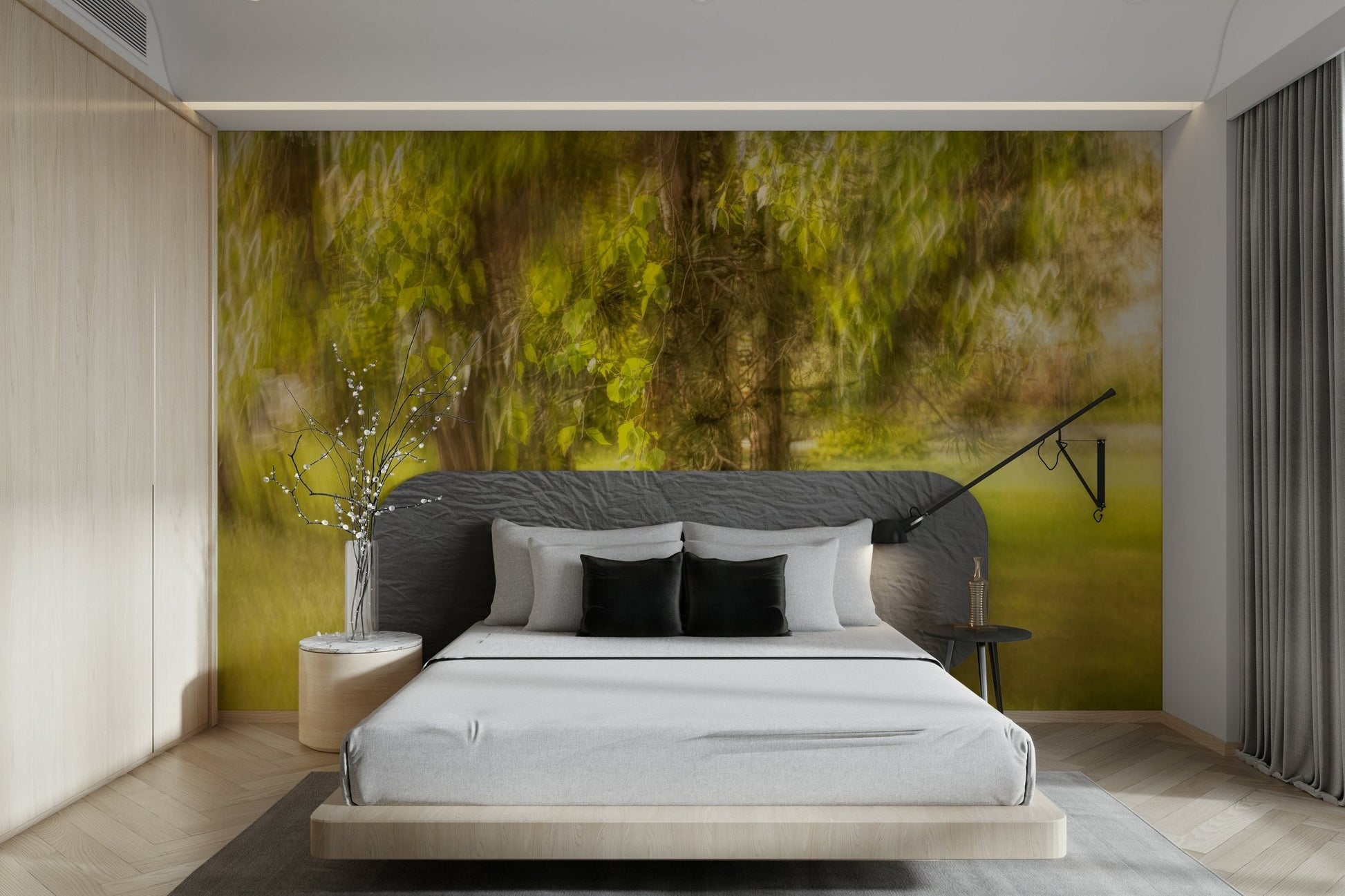 Bright patches of light suggest sunlight filtering through a canopy.

