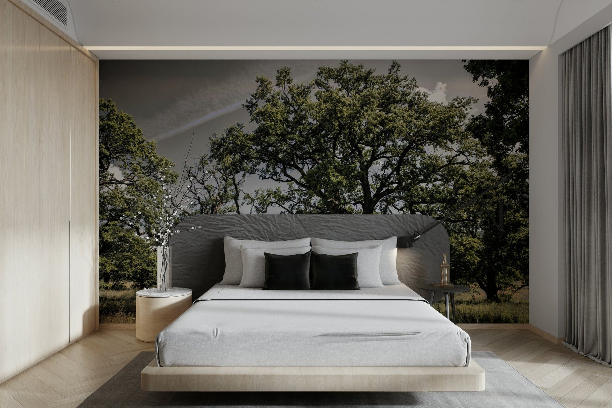 Peaceful oak grove mural wallpaper
