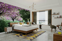 Peaceful blooming tree mural
