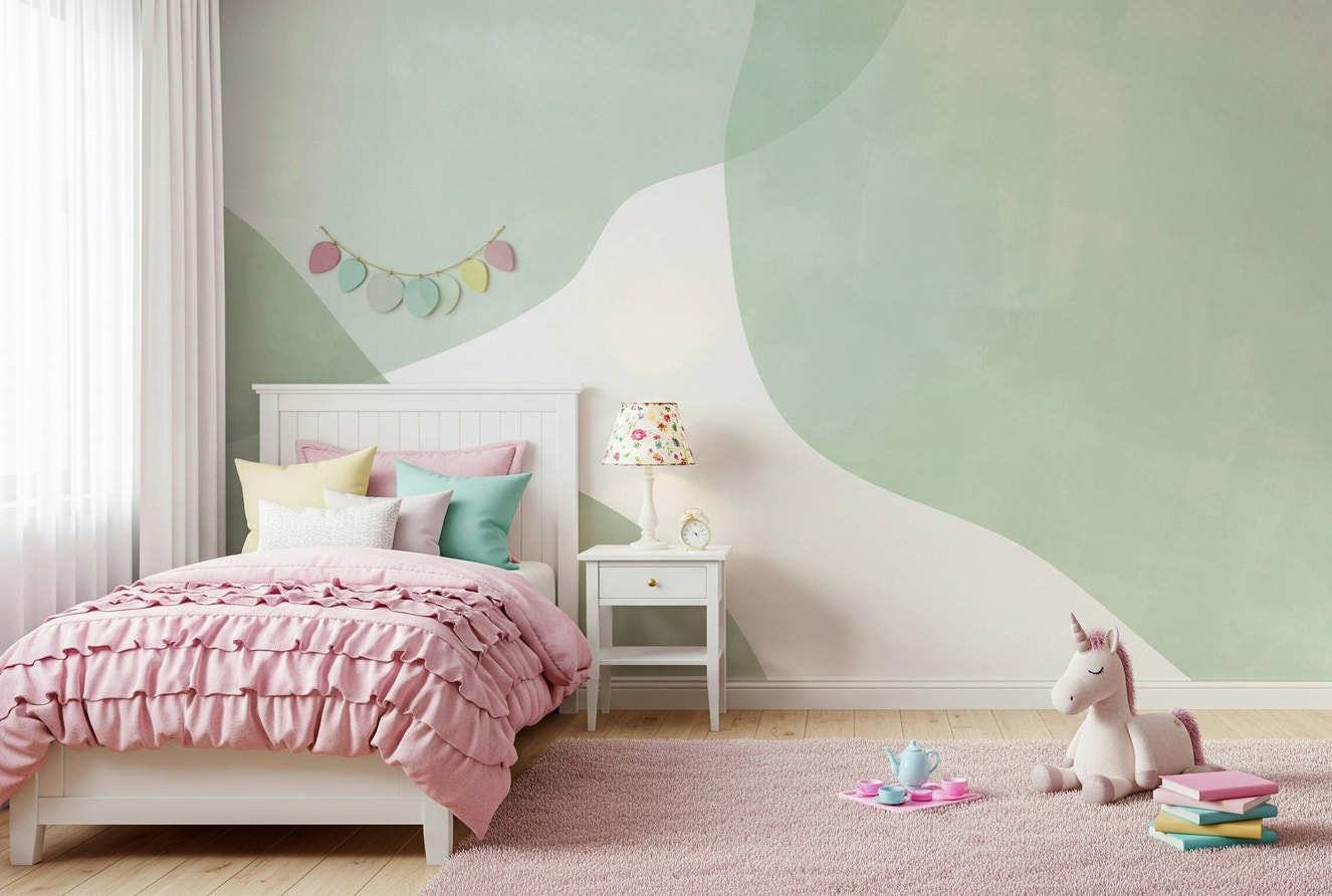Serene Sage Curves Wall Mural