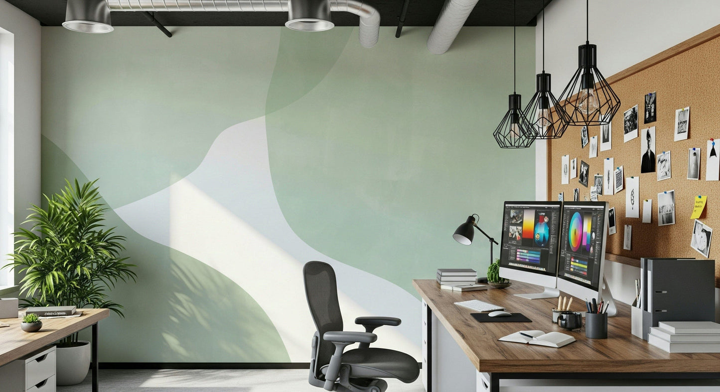 Serene Sage Curves Wall Mural