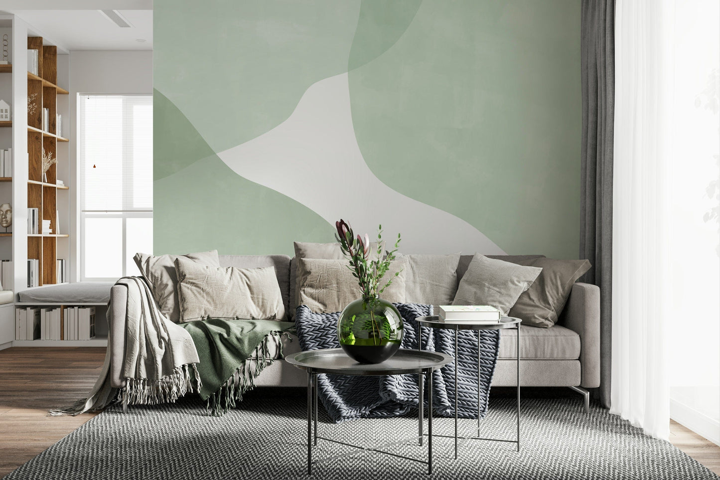 Serene Sage Curves Wall Mural